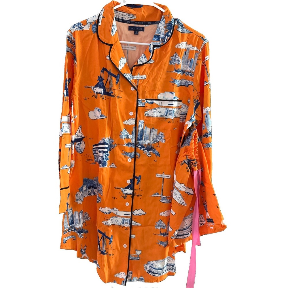Katie Kime Houston Toile Pajama Sleep Shirt S Texas Astros Modal Cotton New